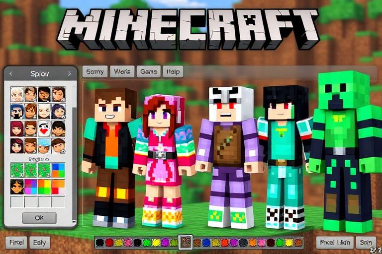 Collection of AI-generated Minecraft character skins showing various styles and designs